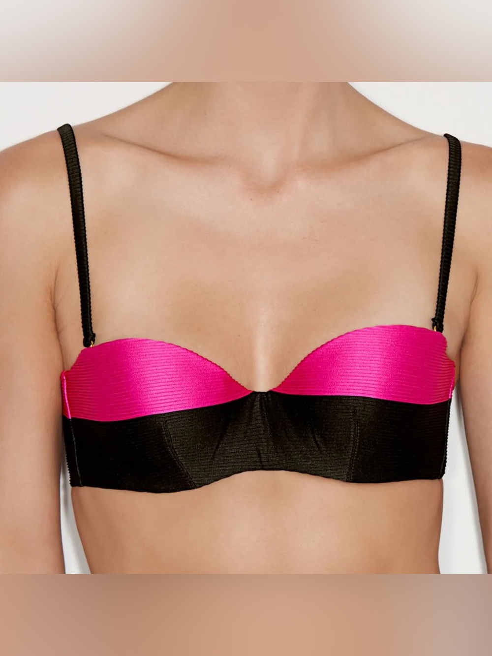 EUC Andres Sarda Sara Strapless Fuscia Bikini Top Removable Straps Size 34 B